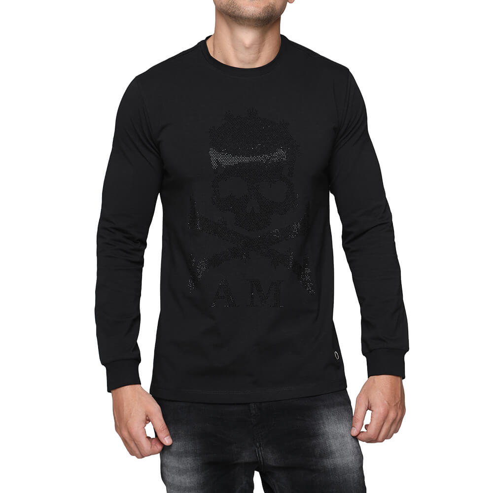 חולצת טישרט אלדו מורו ארוכה עם הדפס גולגולת גדול