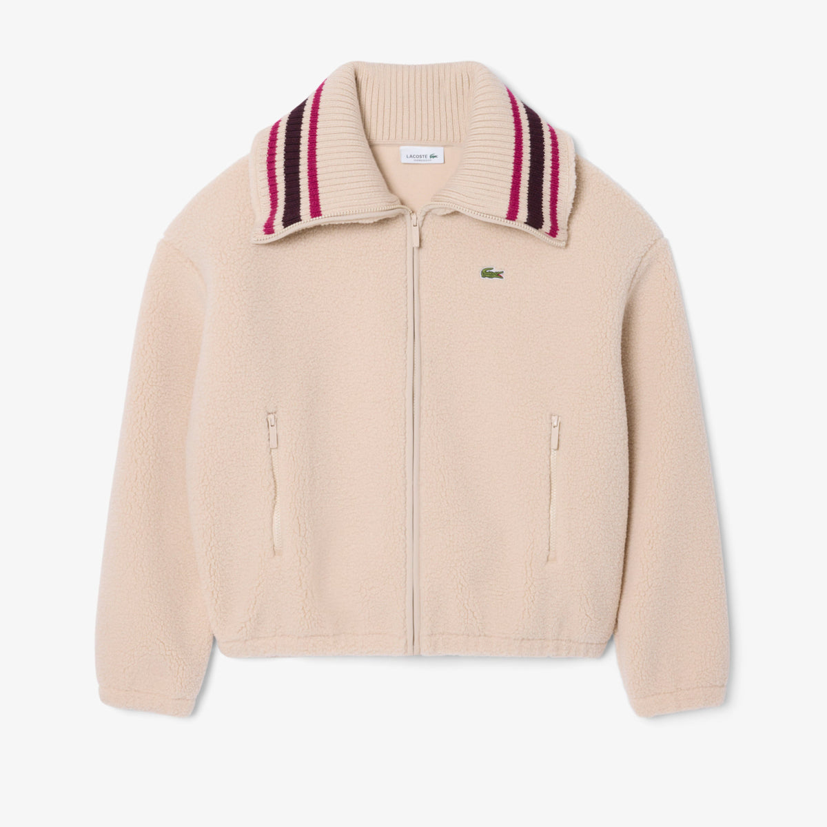 ג'קט לקוסט Oversized Striped Ribbed Collar Sherpa נשים - lct-SF8330-S69-36