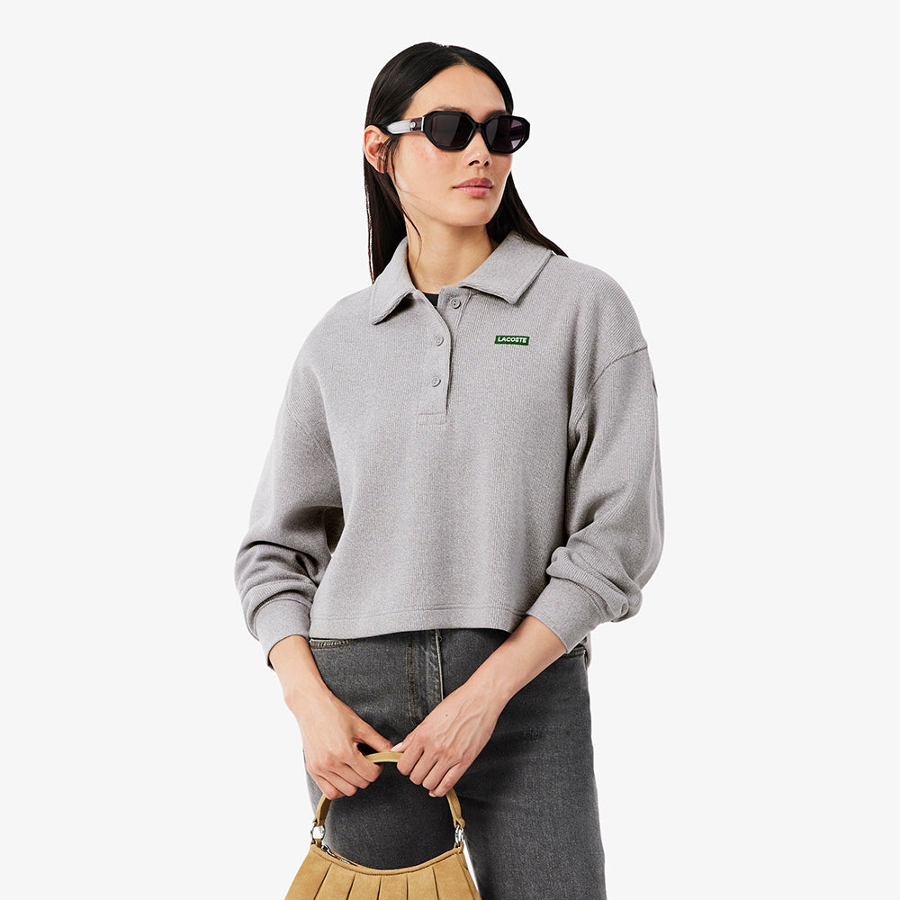 סווטשירט לקוסט Oversized Ribbed Polo Collar נשים