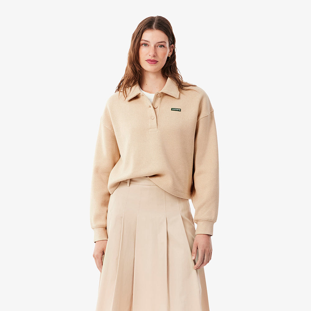 סווטשירט לקוסט Oversized Ribbed Polo Collar נשים