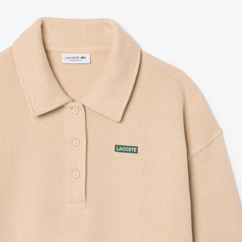 סווטשירט לקוסט Oversized Ribbed Polo Collar נשים - lct-SF8368-U47-34-XS