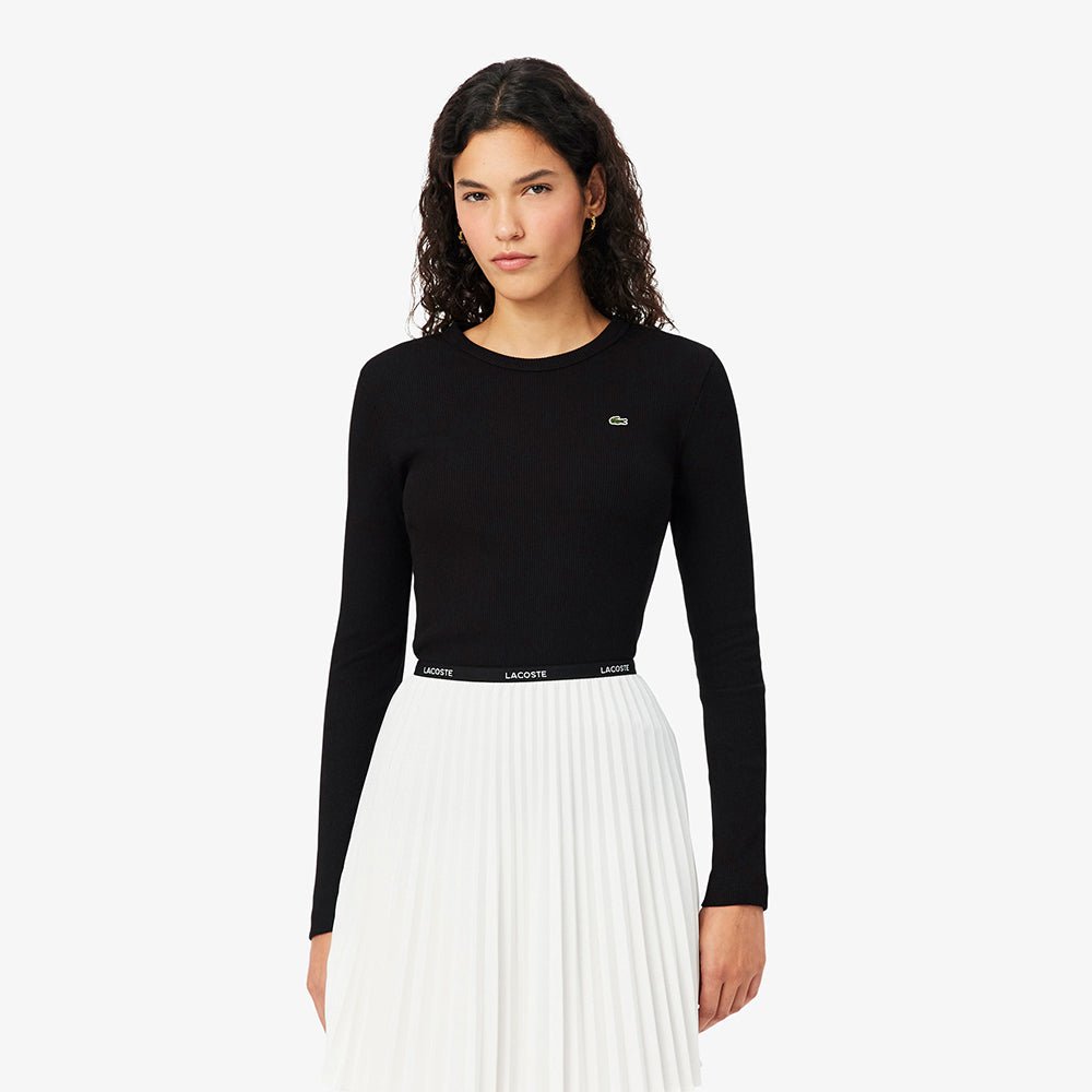 חולצת טישירט ארוכה לקוסט Slim Fit Ribbed Cotton נשים - lct-TF1692-031-36-S