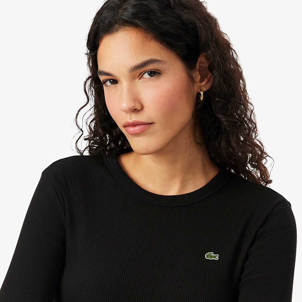 חולצת טישירט ארוכה לקוסט Slim Fit Ribbed Cotton נשים
