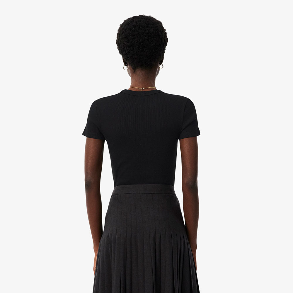 חולצת טישירט קצרה לקוסט Slim Fit Ribbed Cotton נשים