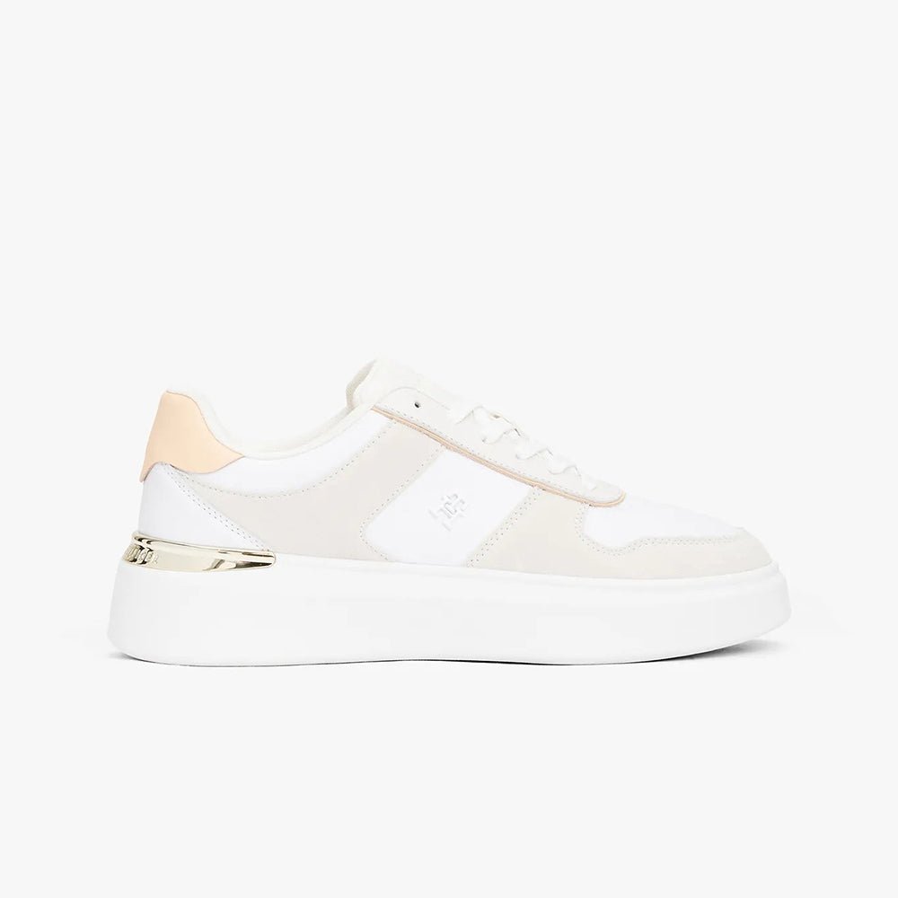 נעלי טומי הילפיגר Leather Mixed Texture Court Trainers נשים