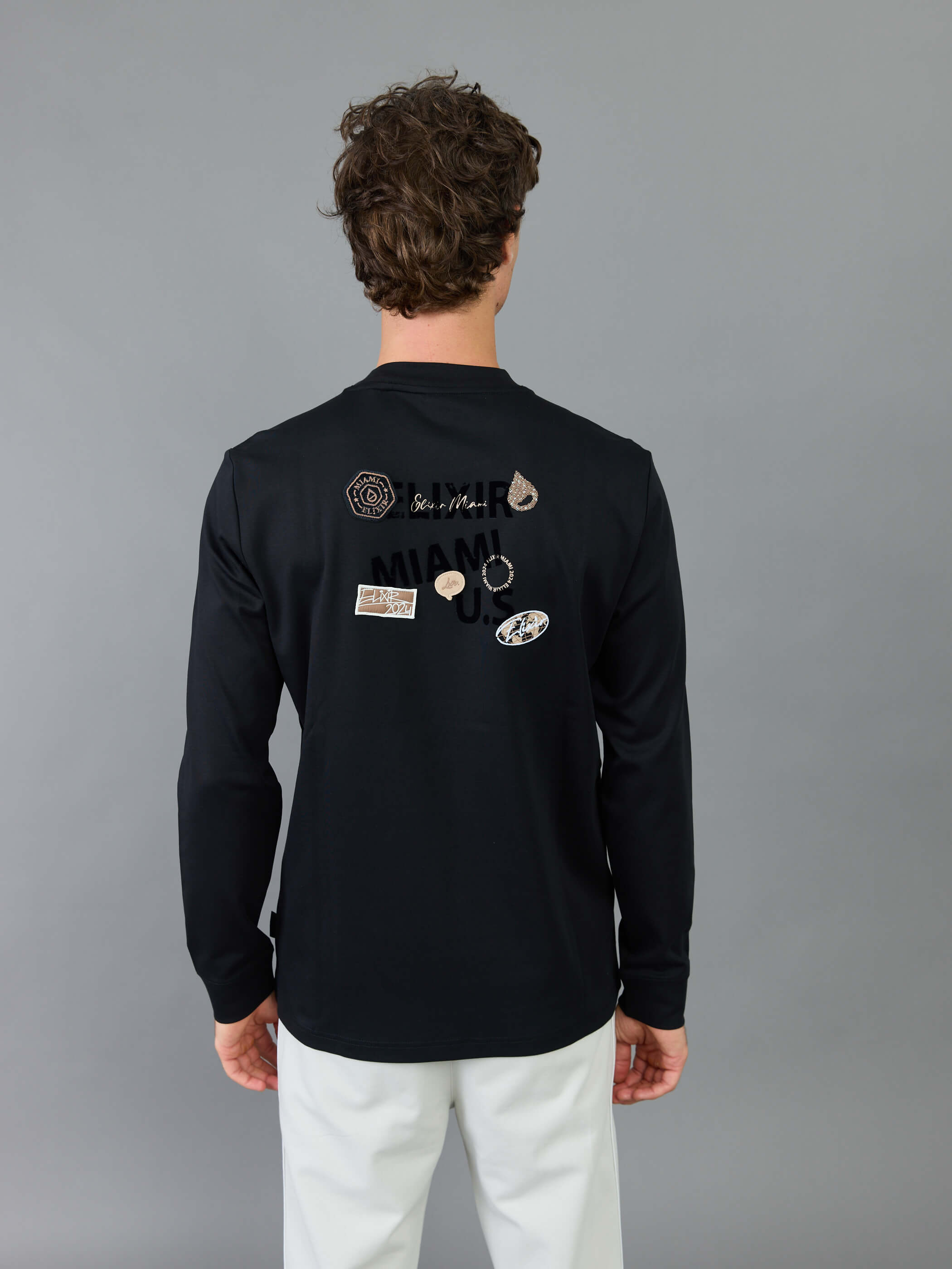 חולצת טישירט ארוכה אליקסיר Back Patches גברים