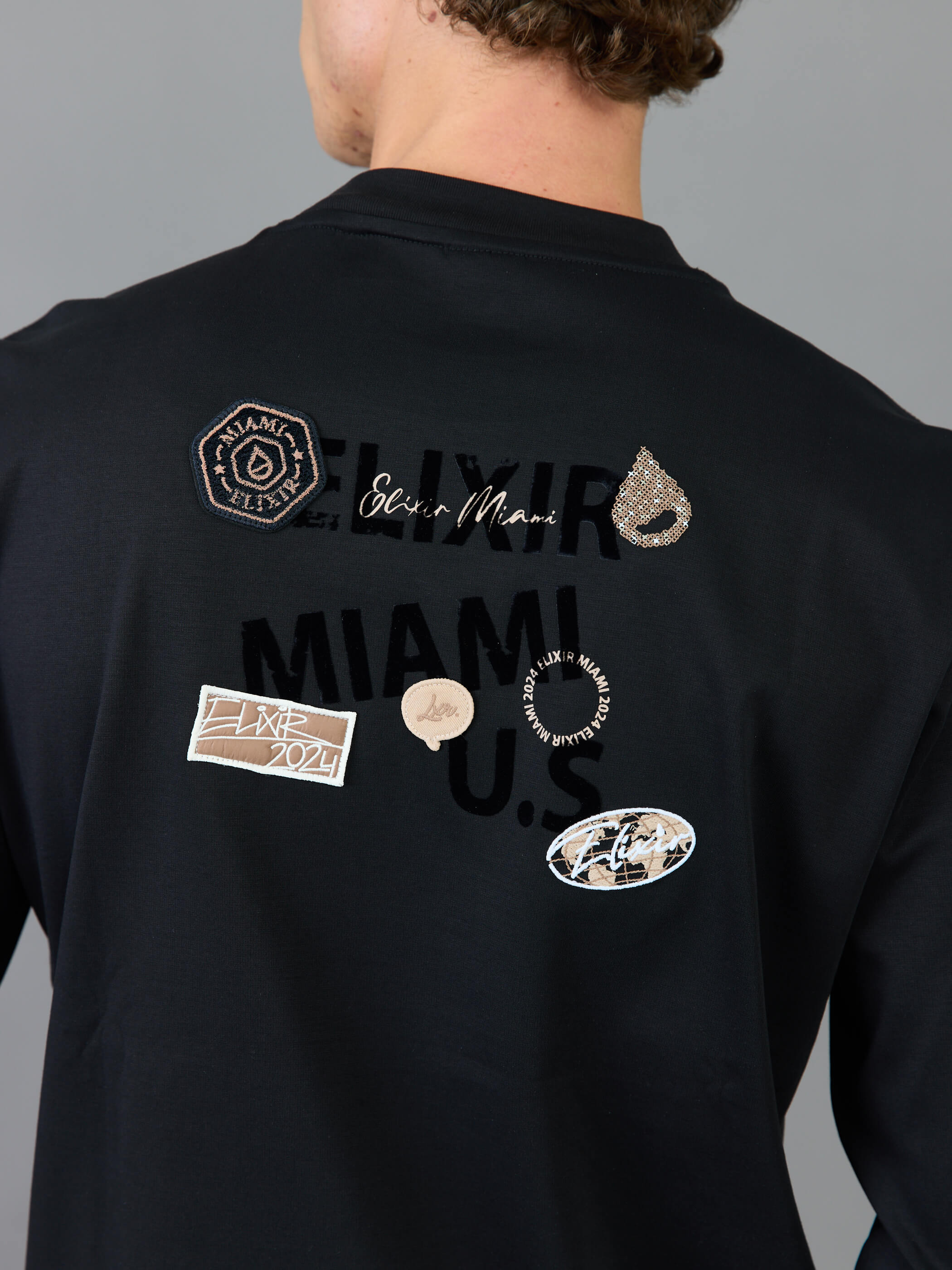 חולצת טישירט ארוכה אליקסיר Back Patches גברים