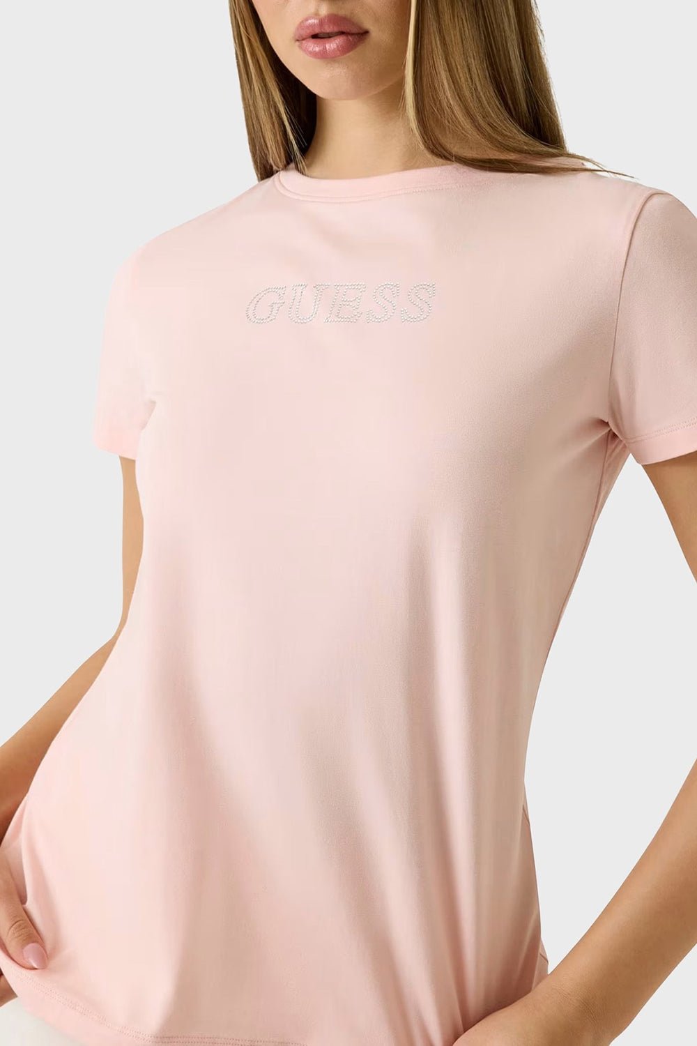 חולצת טישירט קצרה Guess Rhinestones Logo נשים