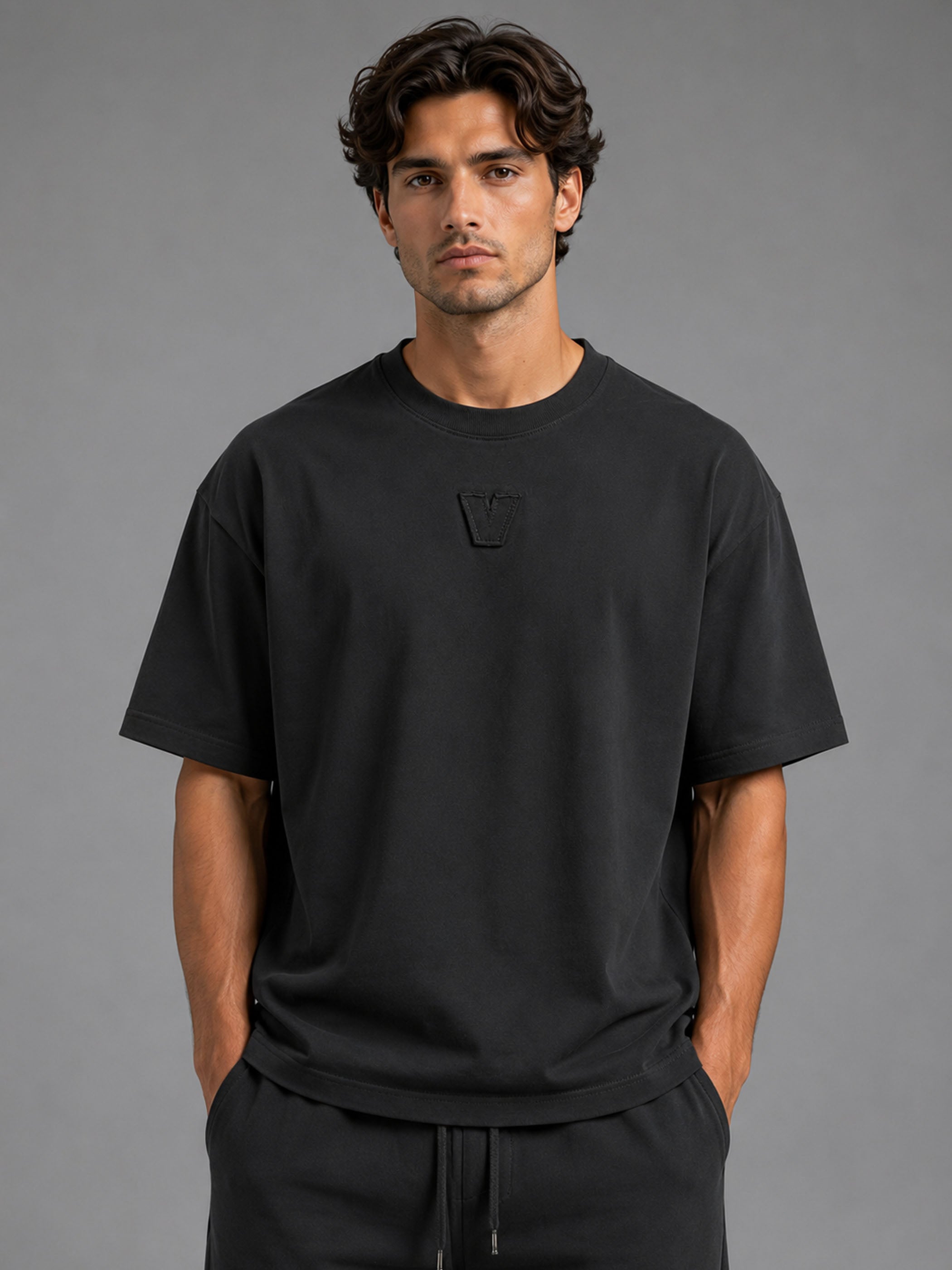 חולצת טישירט קצרה וויב Over Shirt V Logo גברים