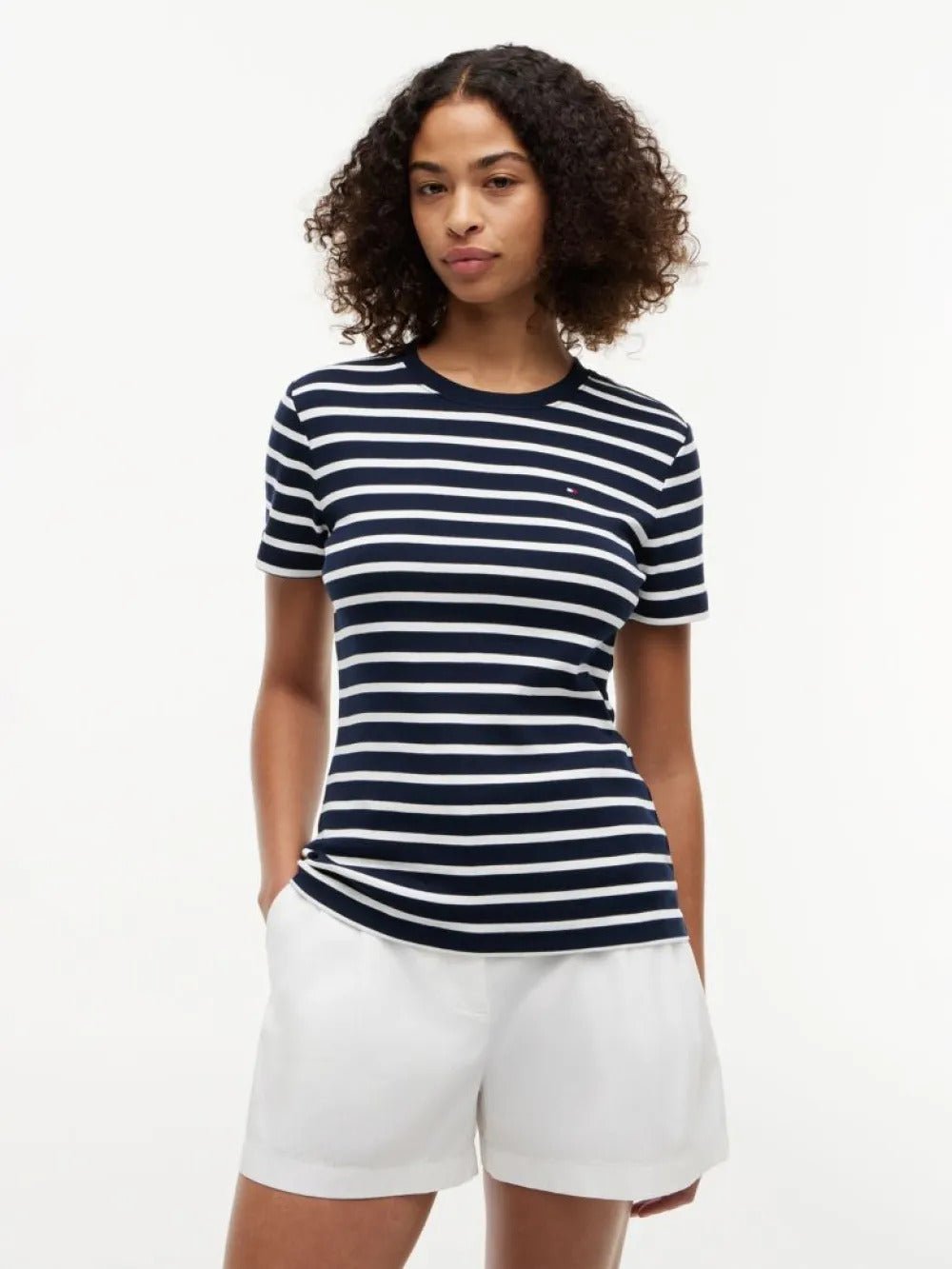חולצת טישירט קצרה טומי הילפיגר Slim Fit Crew Neck נשים