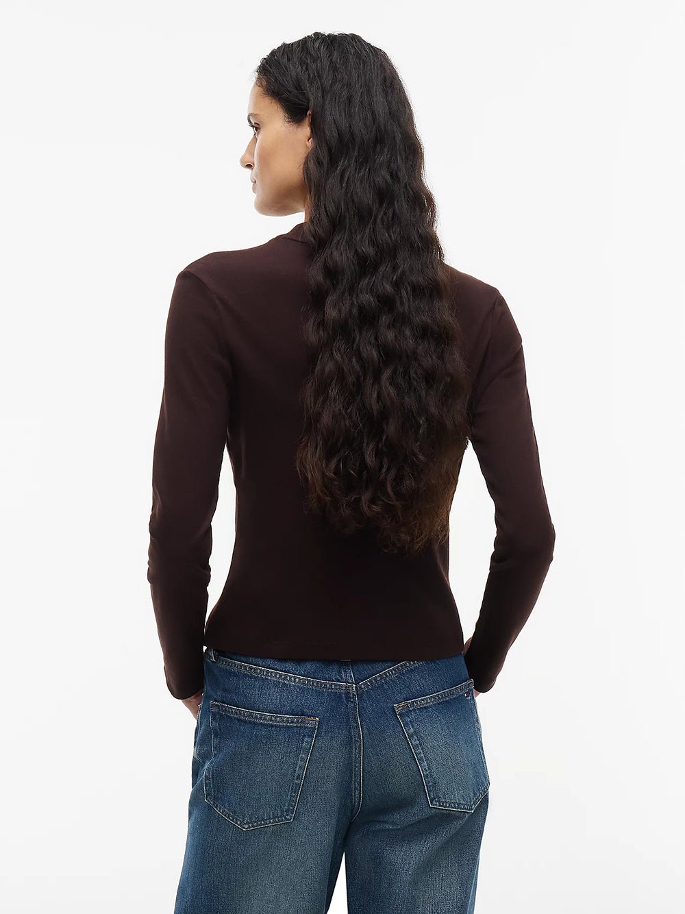 חולצת טישירט ארוכה טומי הילפיגר Slim Mock Neck נשים - thr-WW0WW47307-HJT-XS