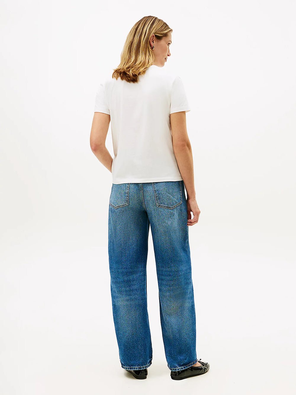 חולצת טישירט קצרה טומי הילפיגר Logo Embroidery Jersey Crew Neck נשים