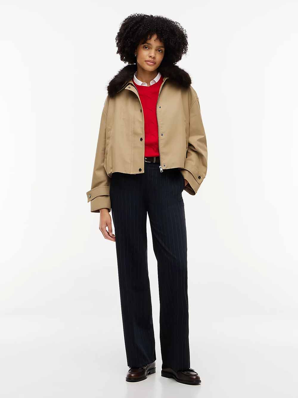 ג'קט טומי הילפיגר Faux Fur Collar Oversized Bomber נשים