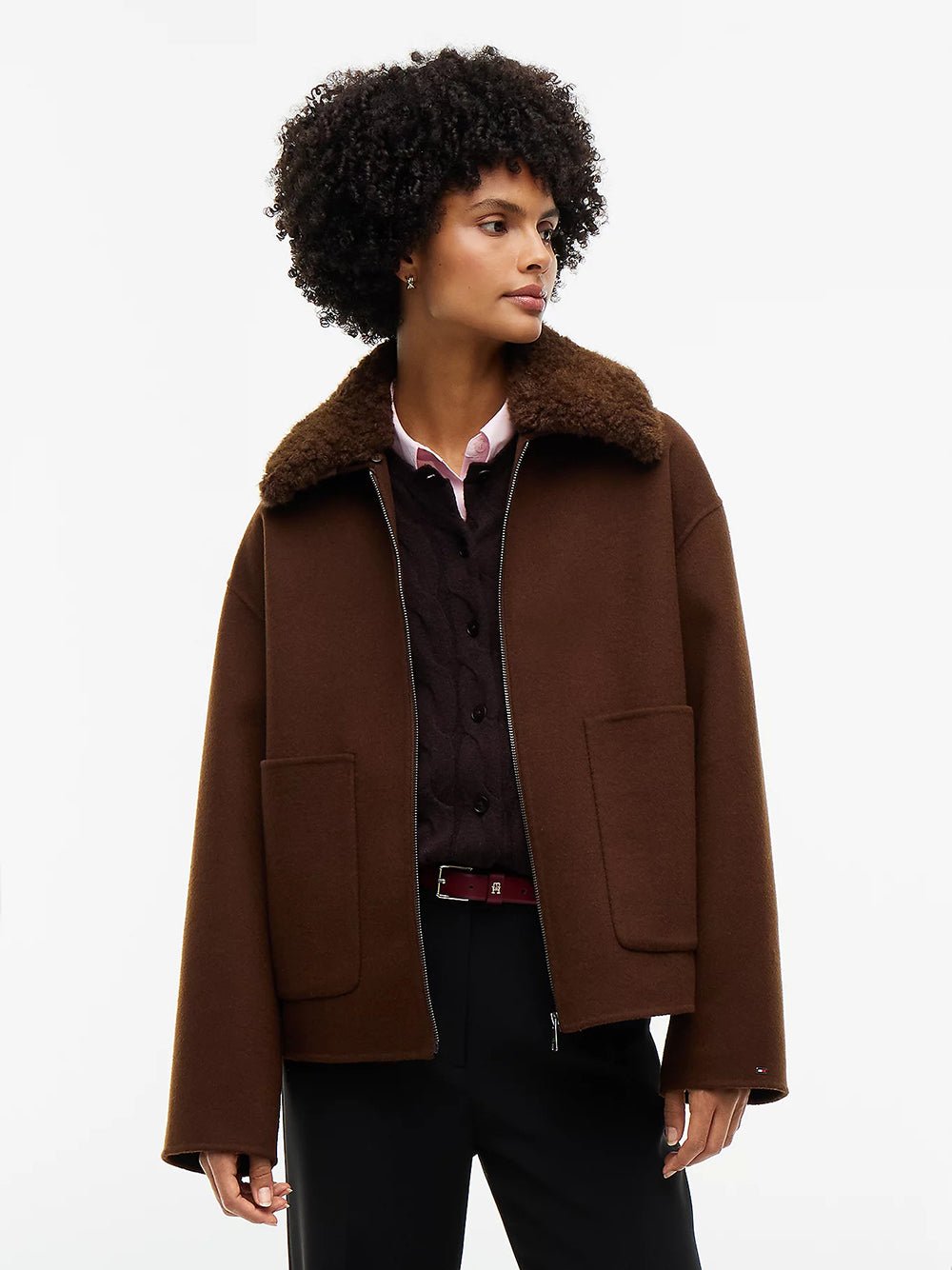 ג'קט טומי הילפיגר Double-Faced Wool Blend Relaxed נשים - thr-WW0WW52915-GV0-XS
