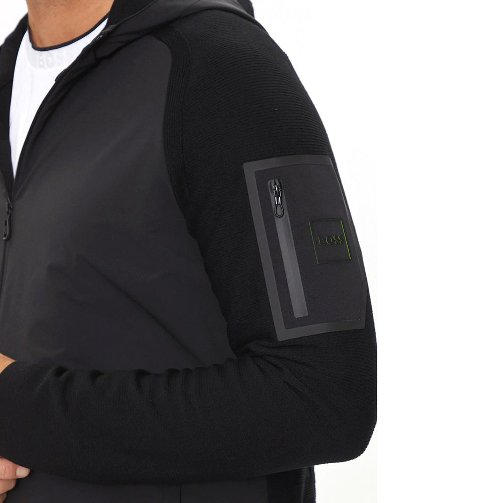 ג'קט קפוצ'ון הוגו בוס Zip-Up Hoodie With Signature Pattern גברים