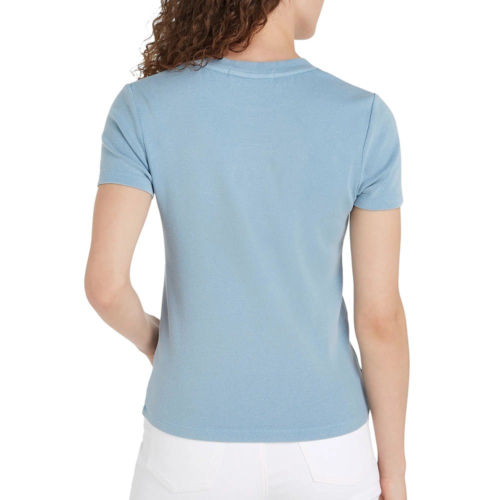 חולצת טישרט קלווין קליין קצרה Label Washed Rib Slim נשים