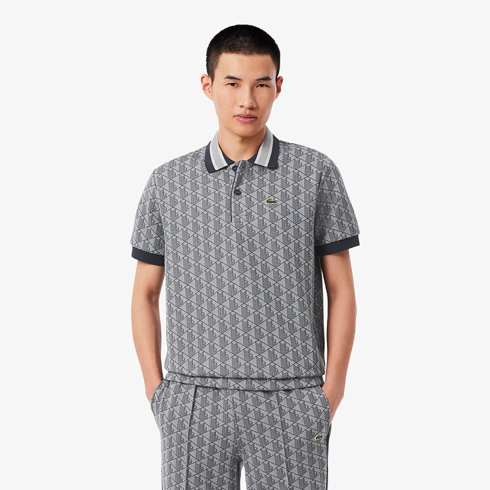 חולצת פולו לקוסט Classic Fit Monogram Jacquard גברים