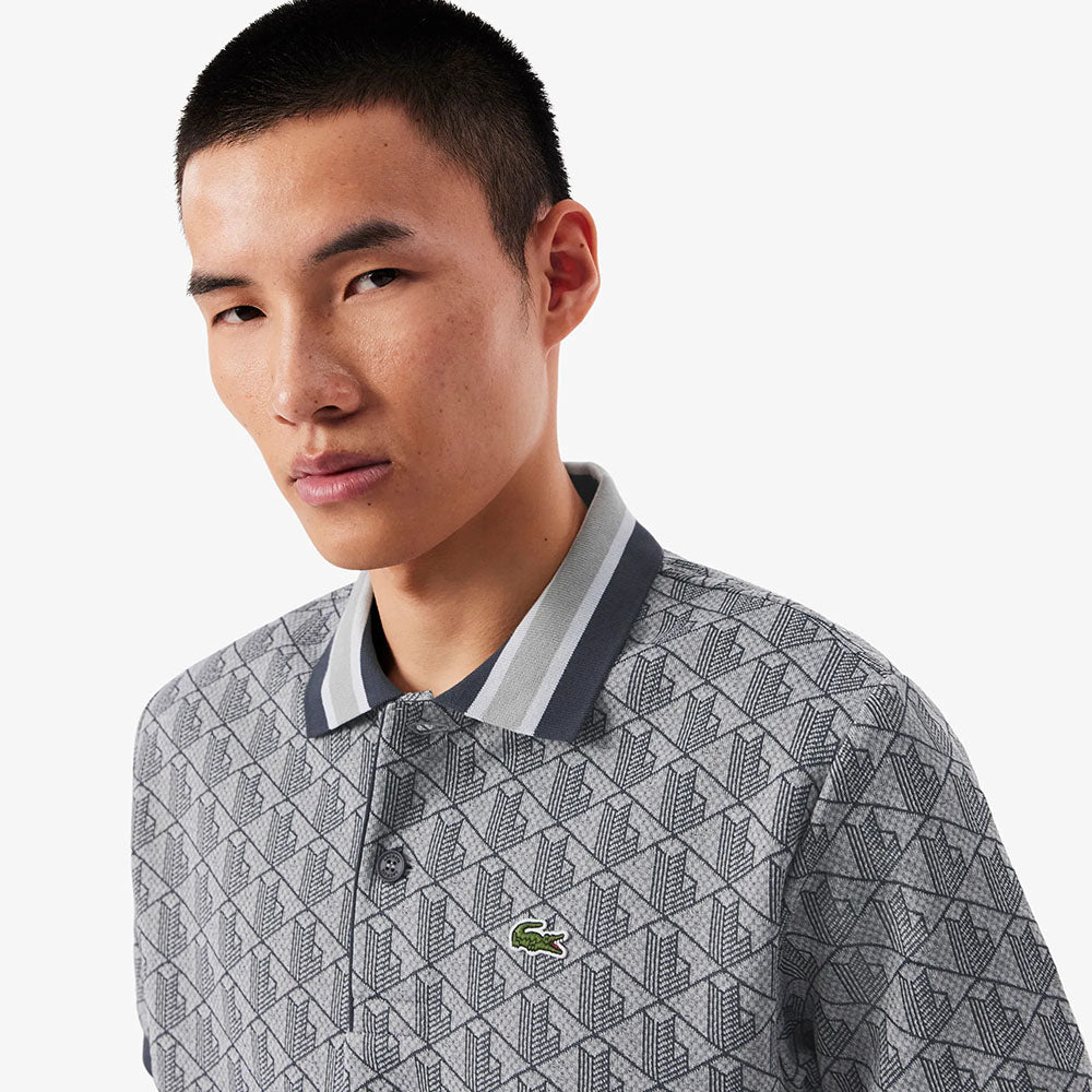 חולצת פולו לקוסט Classic Fit Monogram Jacquard גברים