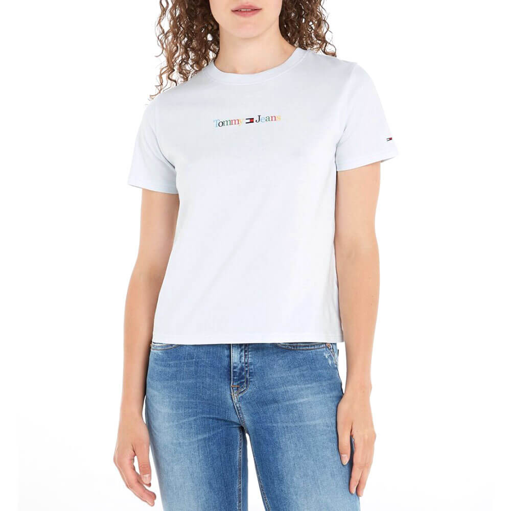 חולצת טישירט קצרה טומי הילפיגר לוגו צבעוני נשים