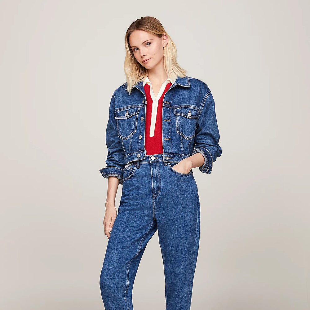 ג'קט ג'ינס טומי הילפיגר Archive Cropped Denim Trucker נשים