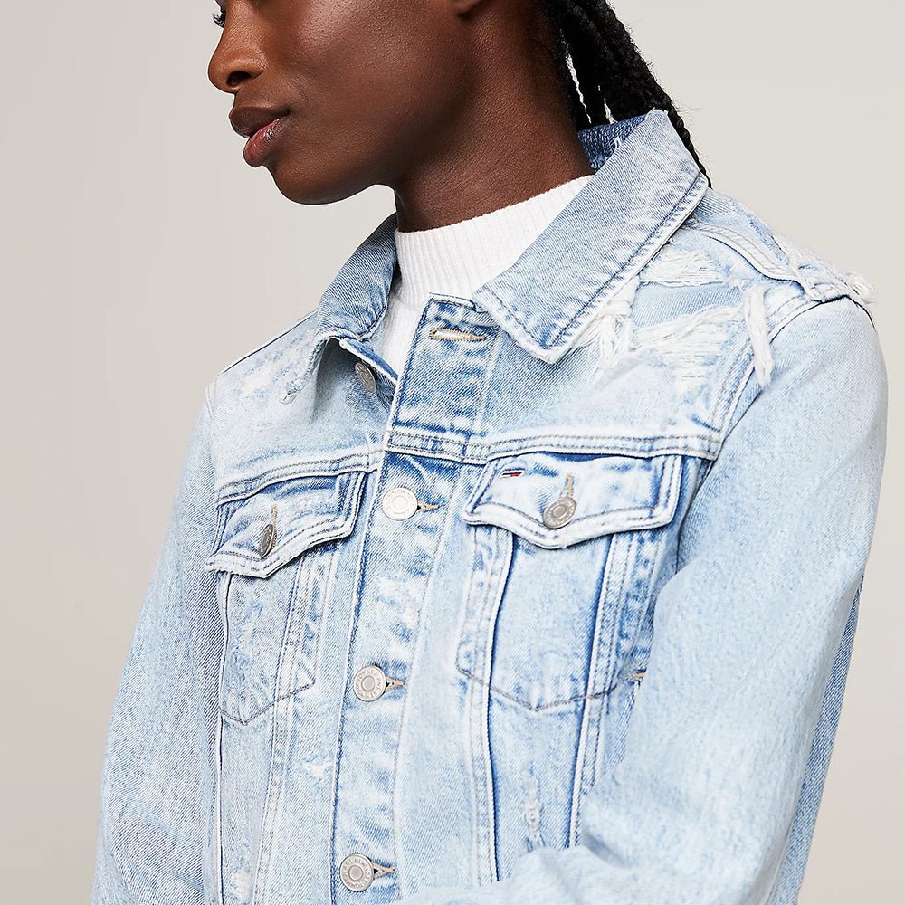 ג'קט ג'ינס טומי הילפיגר Distressed Cut-Off Slim נשים