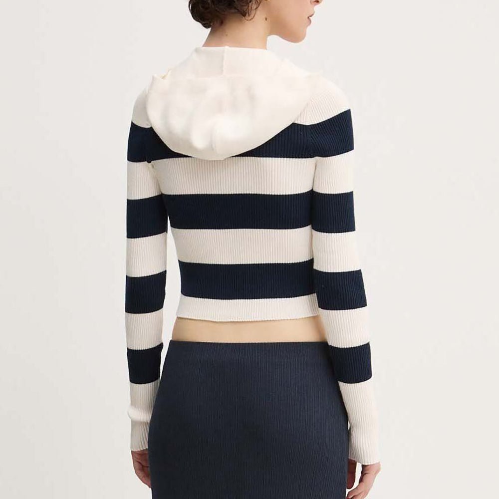 סריג טומי הילפיגר עם רוכסן Stripe 1/4 Zip נשים