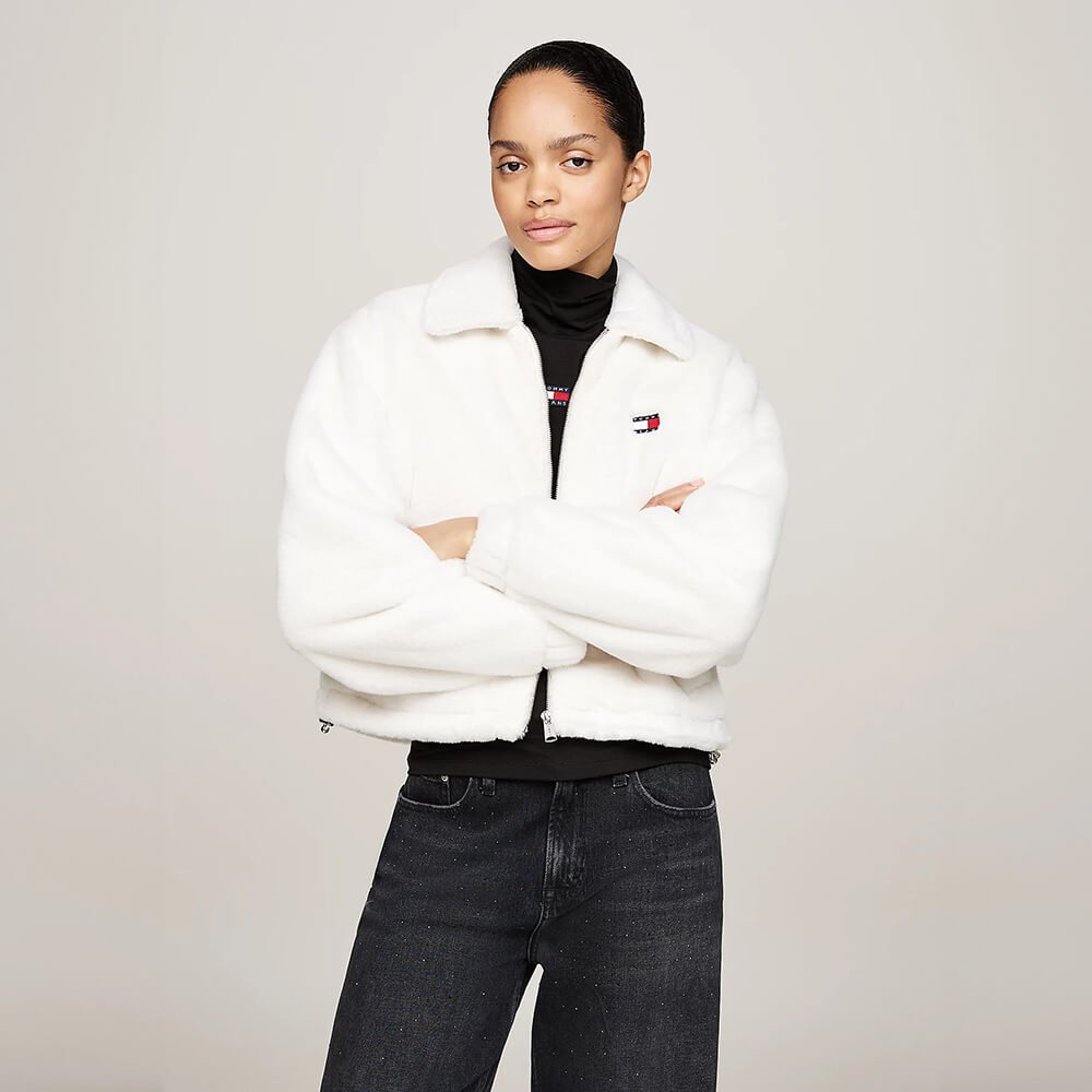 ג'קט טומי הילפיגר Faux Fur Zip-Thru Cropped נשים
