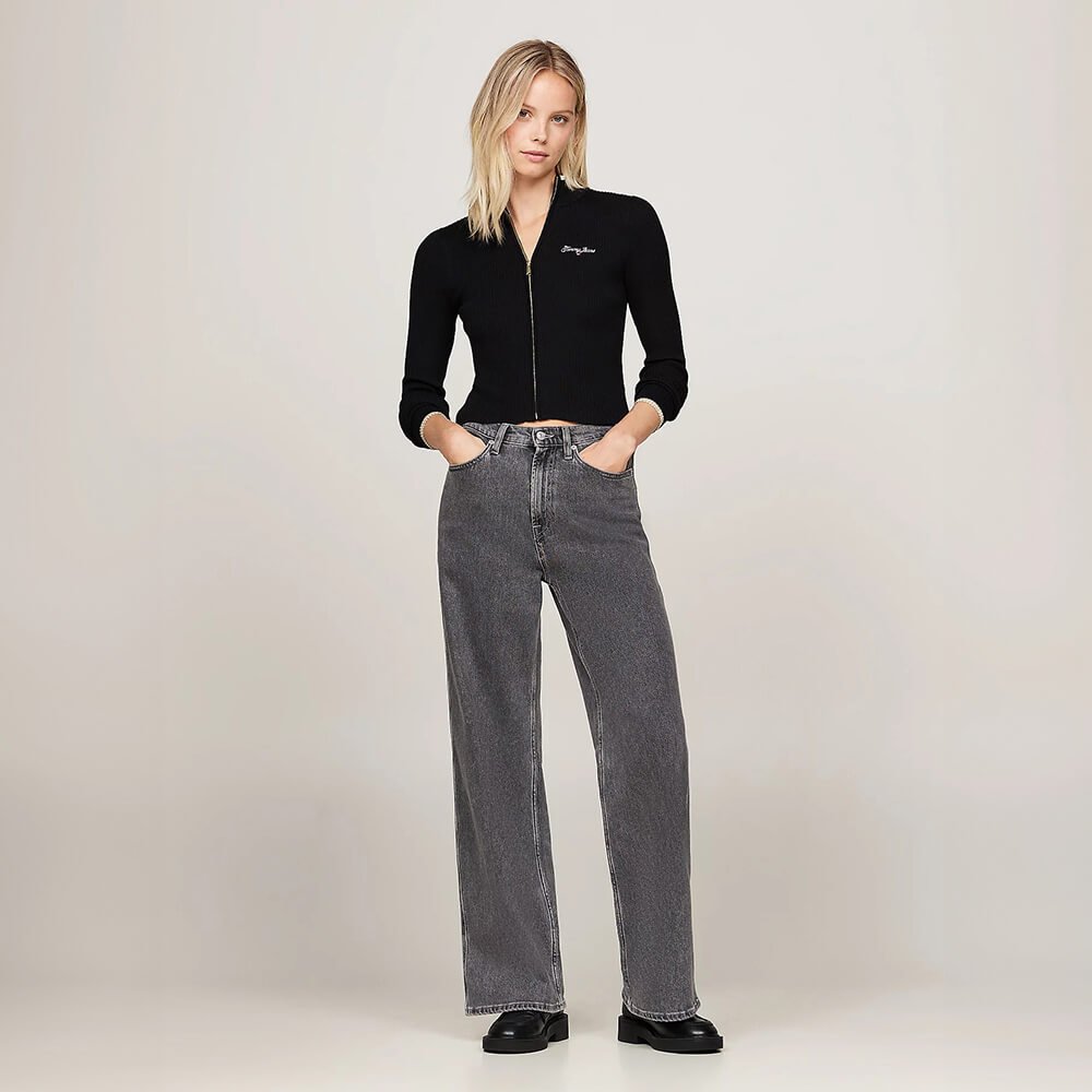 קרדיגן טומי הילפיגר Metallic Stripe Slim Zip-Thru נשים