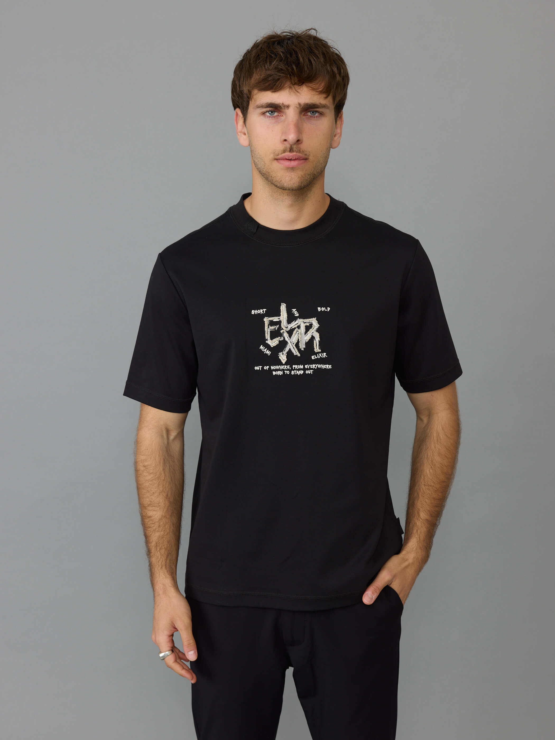 חולצת טישירט קצרה אליקסיר Chest Embroidery גברים