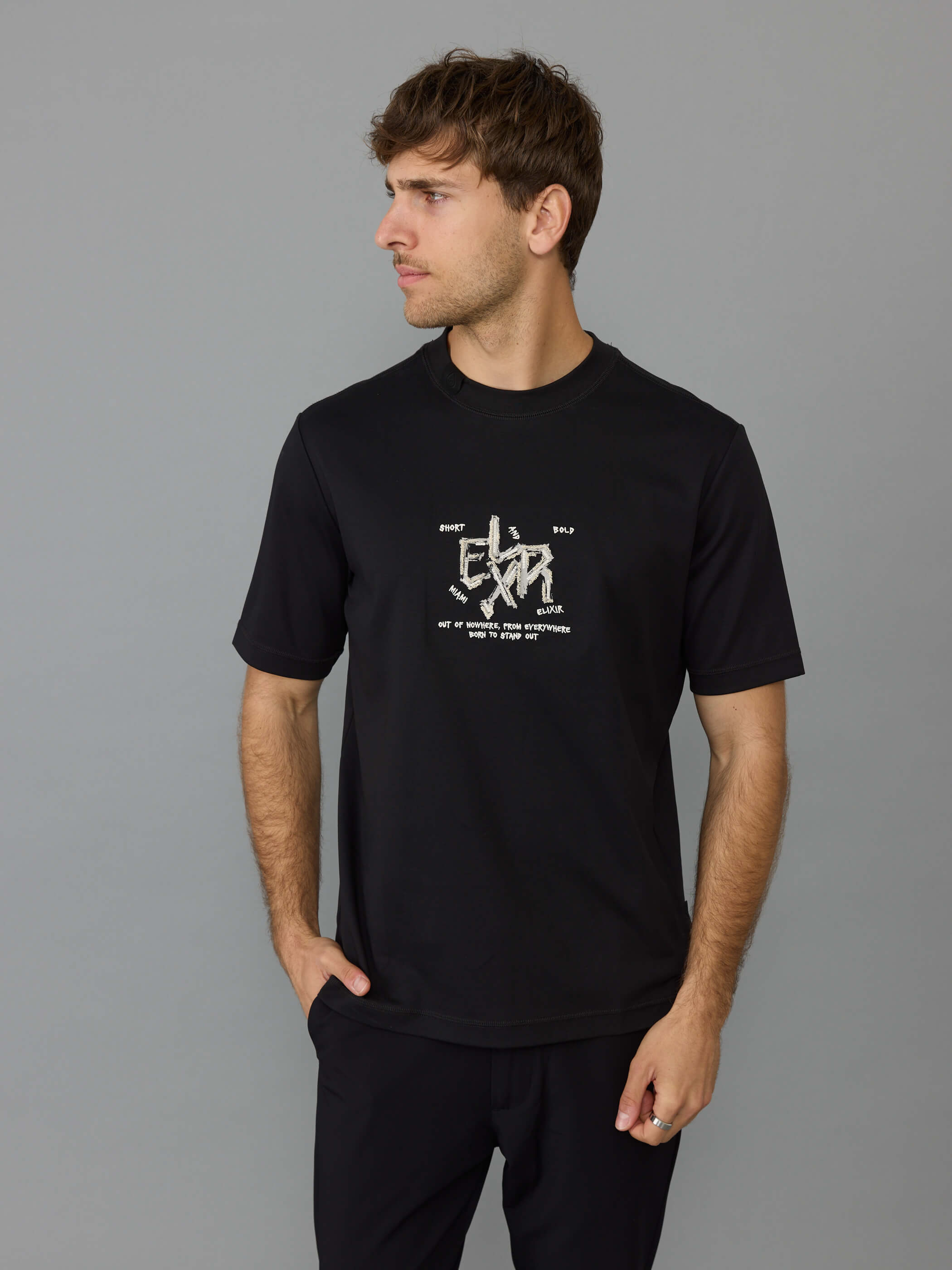 חולצת טישירט קצרה אליקסיר Chest Embroidery גברים