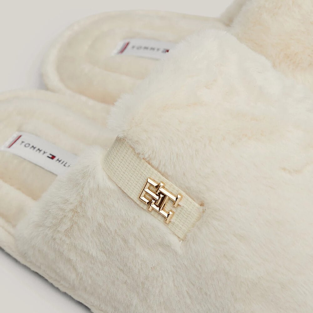 כפכפי טומי הילפיגר Monogram Plaque Fleece Slippers נשים