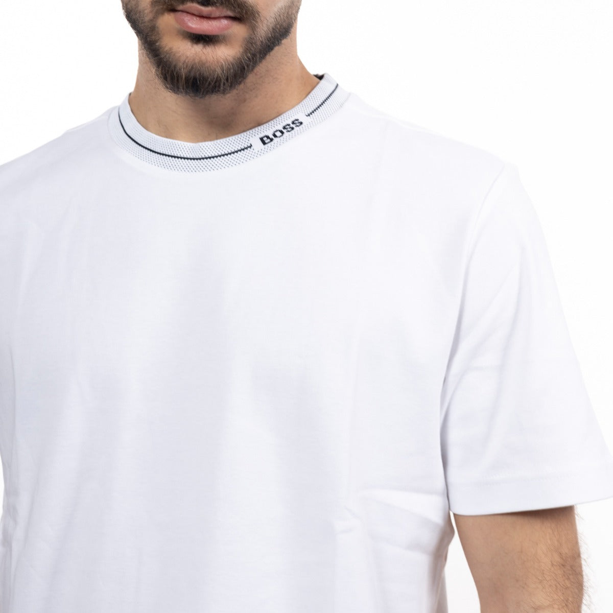 חולצת טישרט קצרה הוגו בוס Chain-Print Logo גברים