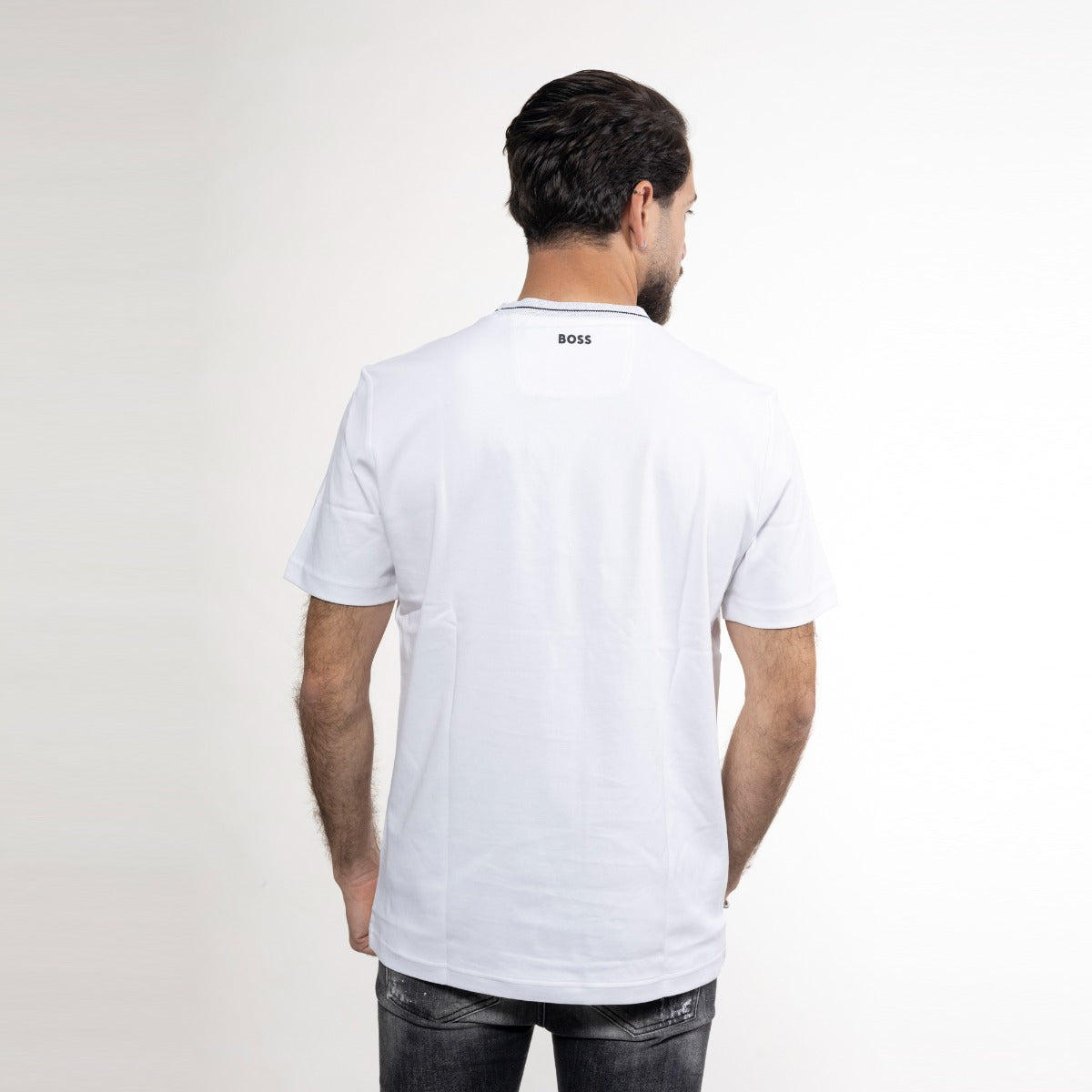 חולצת טישרט קצרה הוגו בוס Chain-Print Logo גברים