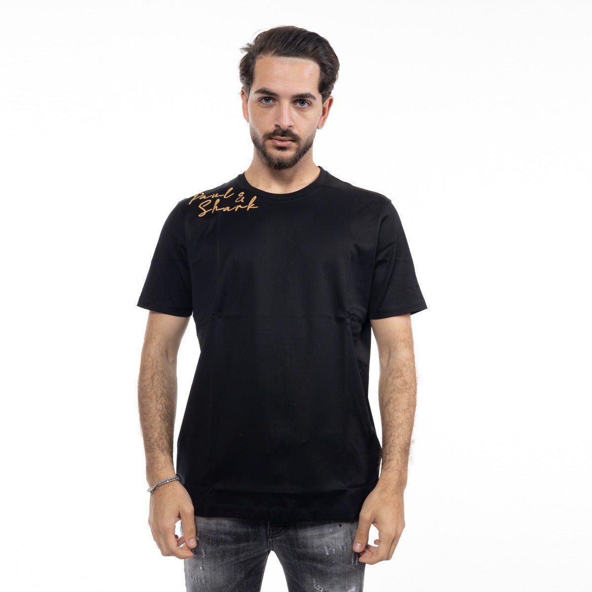 חולצת טישרט פול שארק קצרה Text On The Shoulder גברים