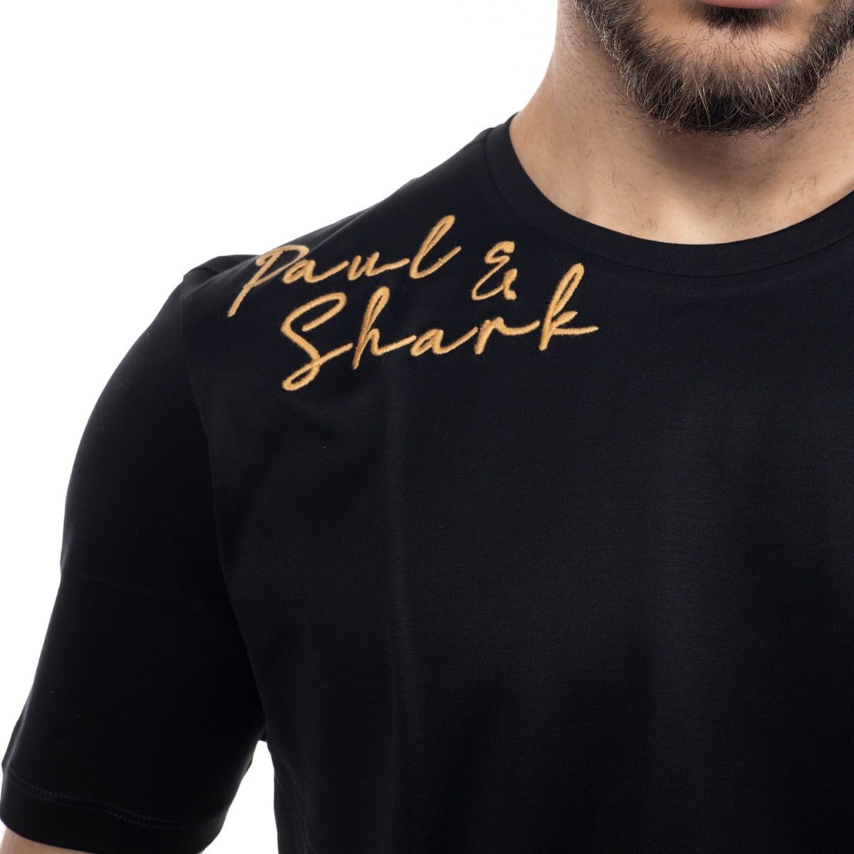 חולצת טישרט פול שארק קצרה Text On The Shoulder גברים