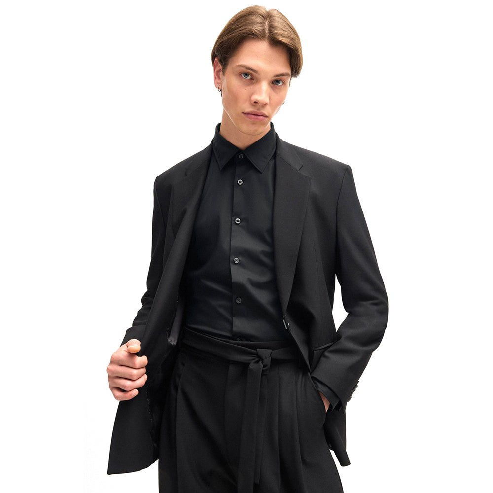 חולצה מכופתרת הוגו Slim-Fit Stretch Cotton Stacked Logo גברים