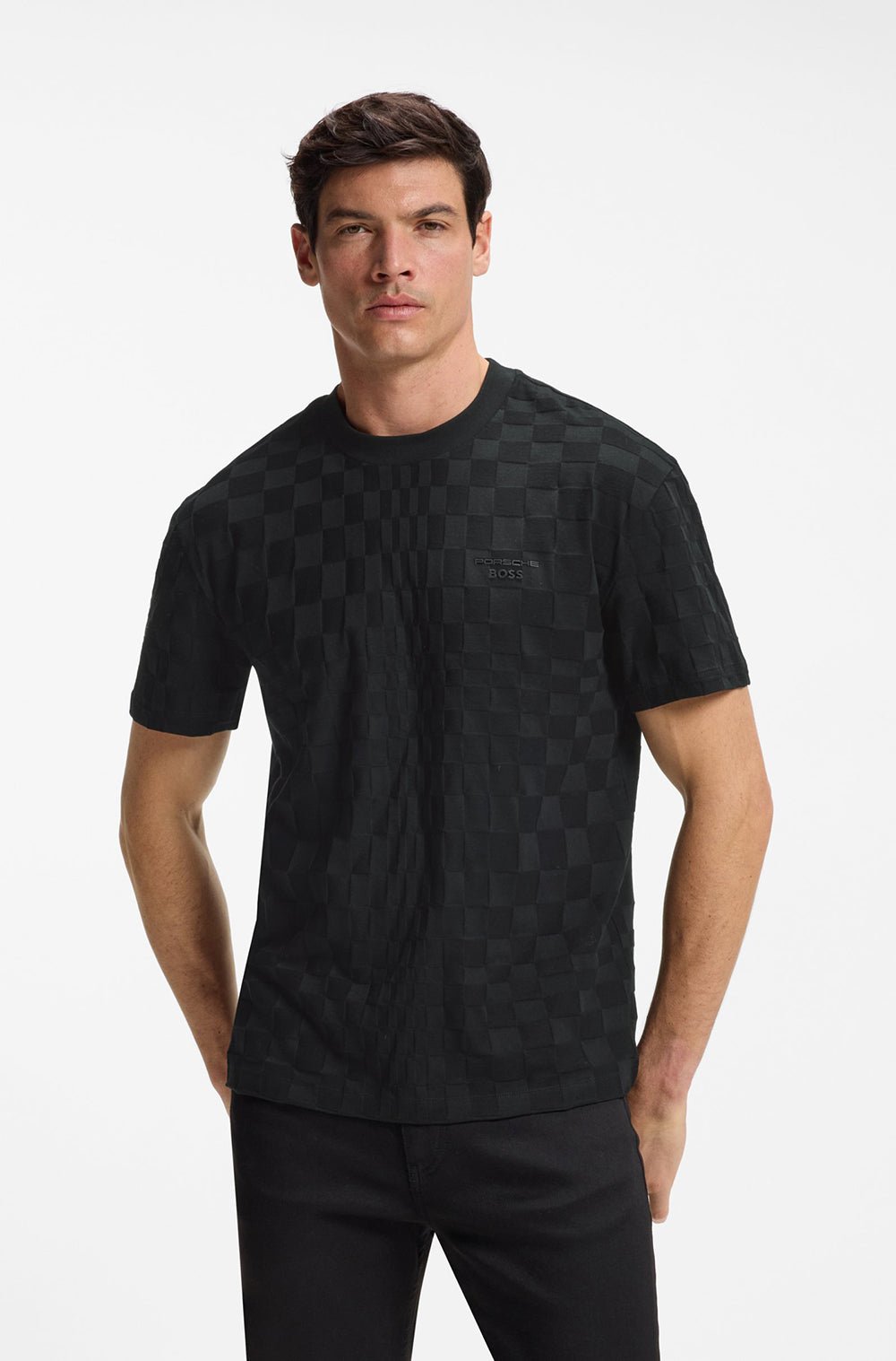 חולצת טישירט קצרה הוגו בוס Cotton Jacquard גברים