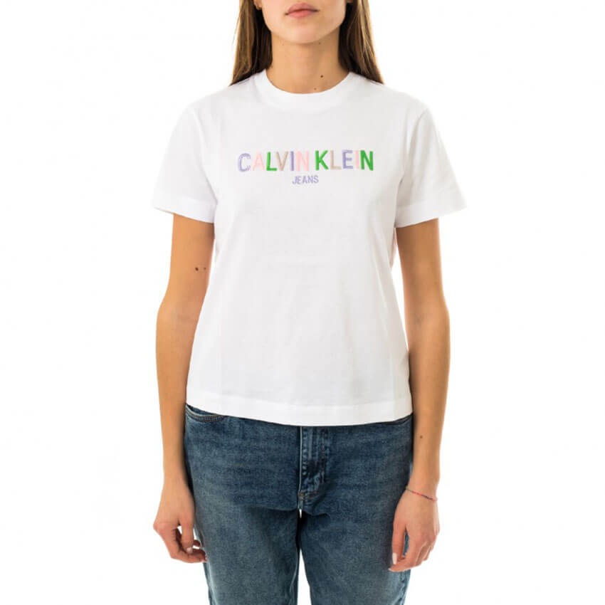 חולצת טישרט קצרה קלווין קליין Multicolored Logo נשים