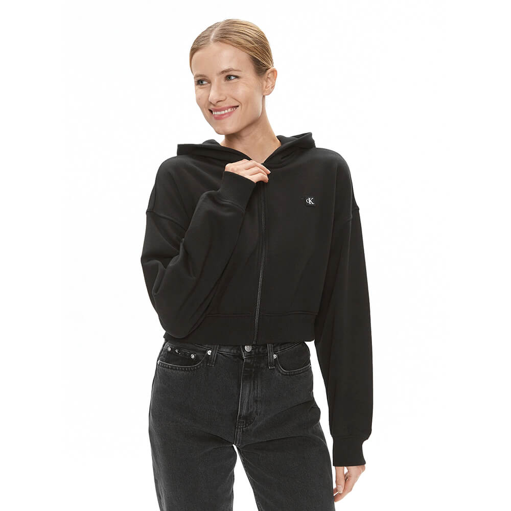 ג'קט קפוצ'ון קלווין קליין Cropped Zip Up Hoodie נשים