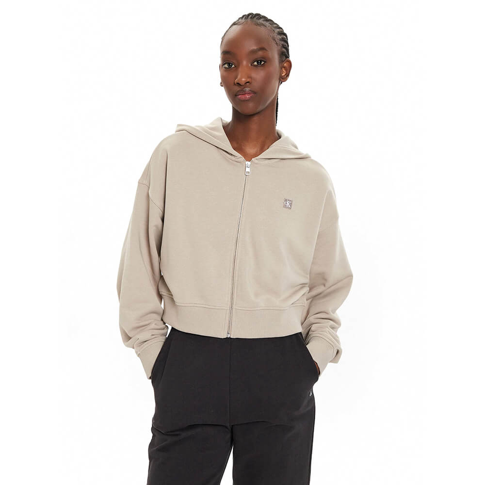 ג'קט קפוצ'ון קלווין קליין Cropped Zip Up Hoodie נשים