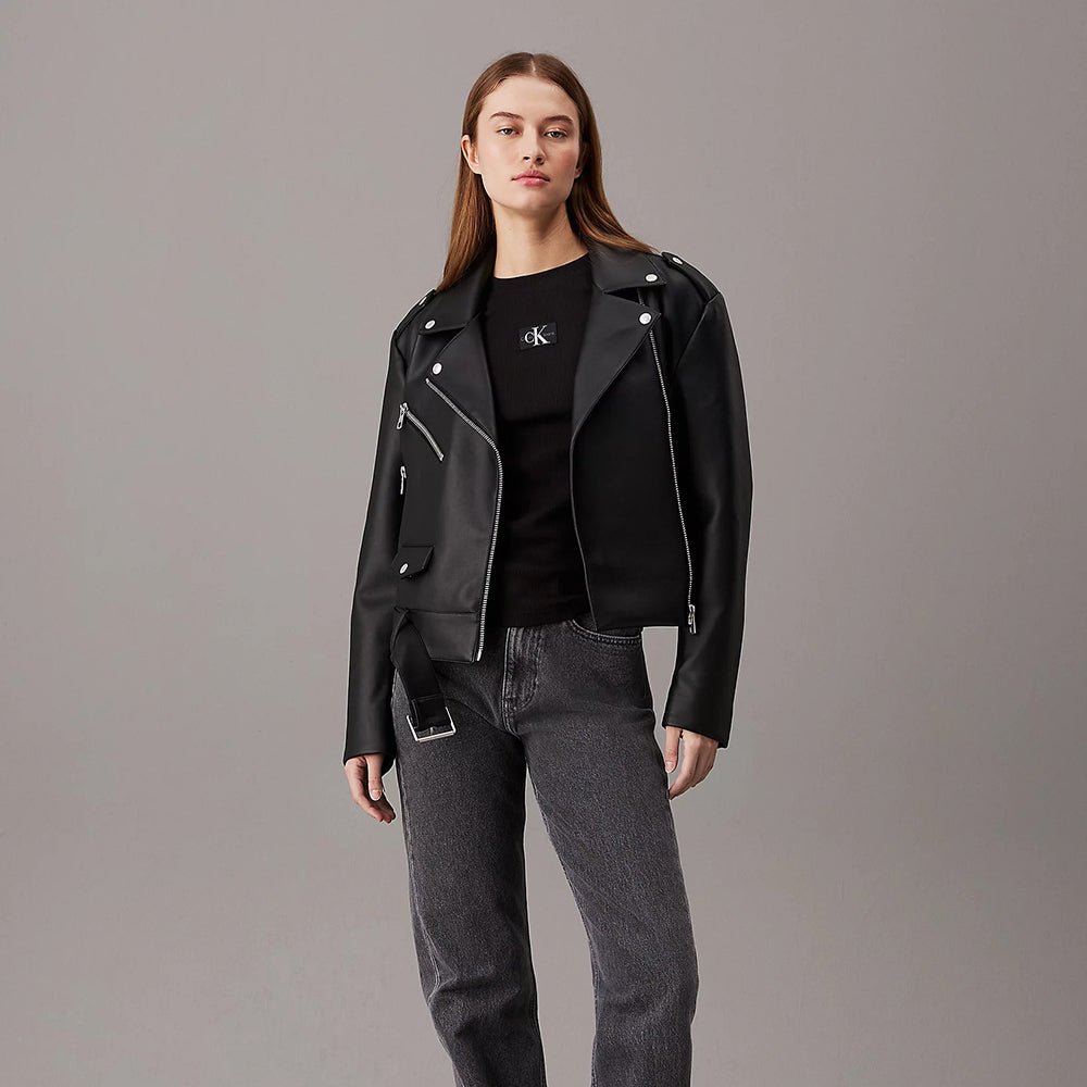 ג'קט קלווין קליין Classic Faux Leather Biker נשים