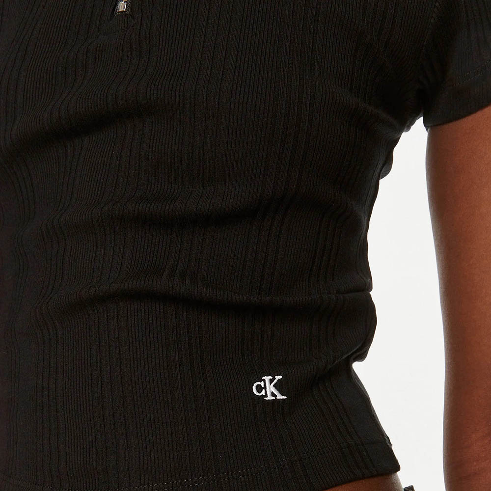 חולצת טישרט קלווין קליין עם רוכסן Variegated Rib Half Zip Top נשים