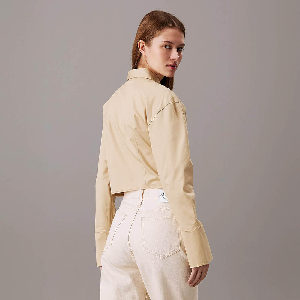 חולצת קלווין קליין עם רוכסן Zipped Cotton Top נשים