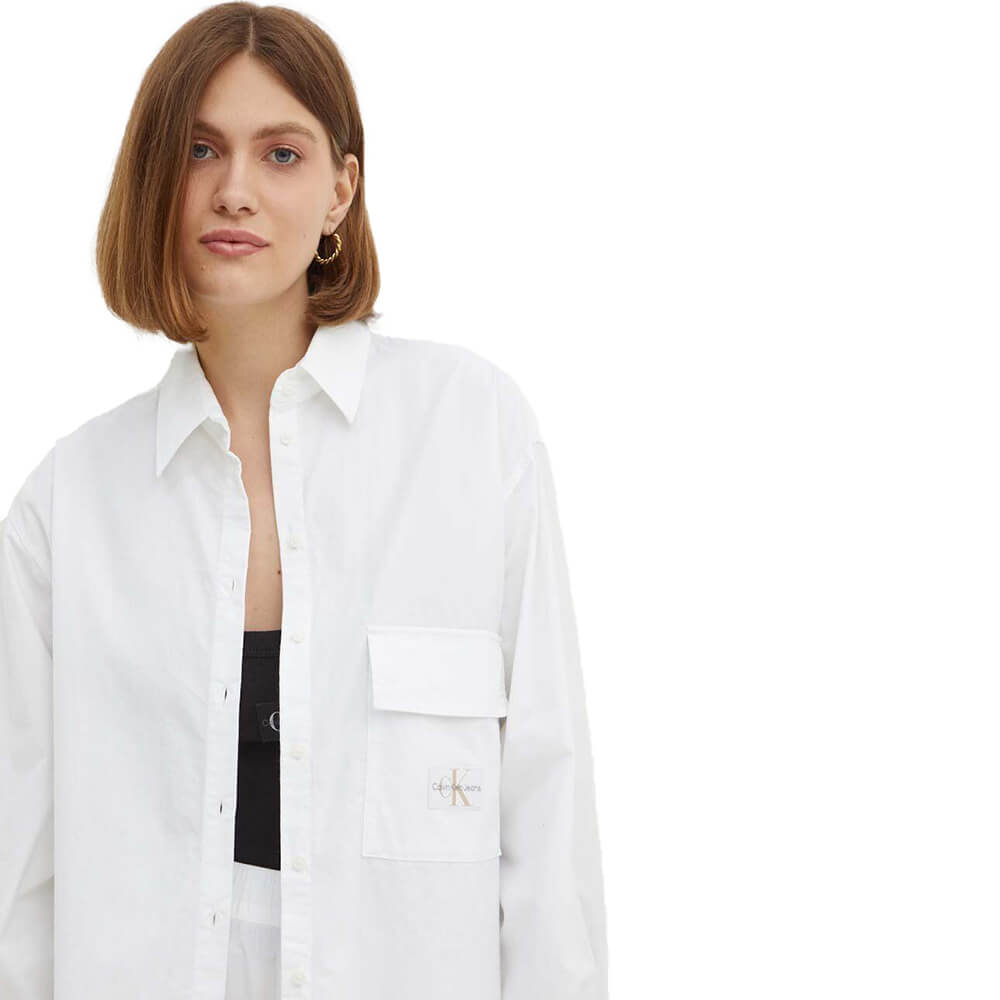 חולצה מכופתרת קלווין קליין  Long Cotton Utility נשים