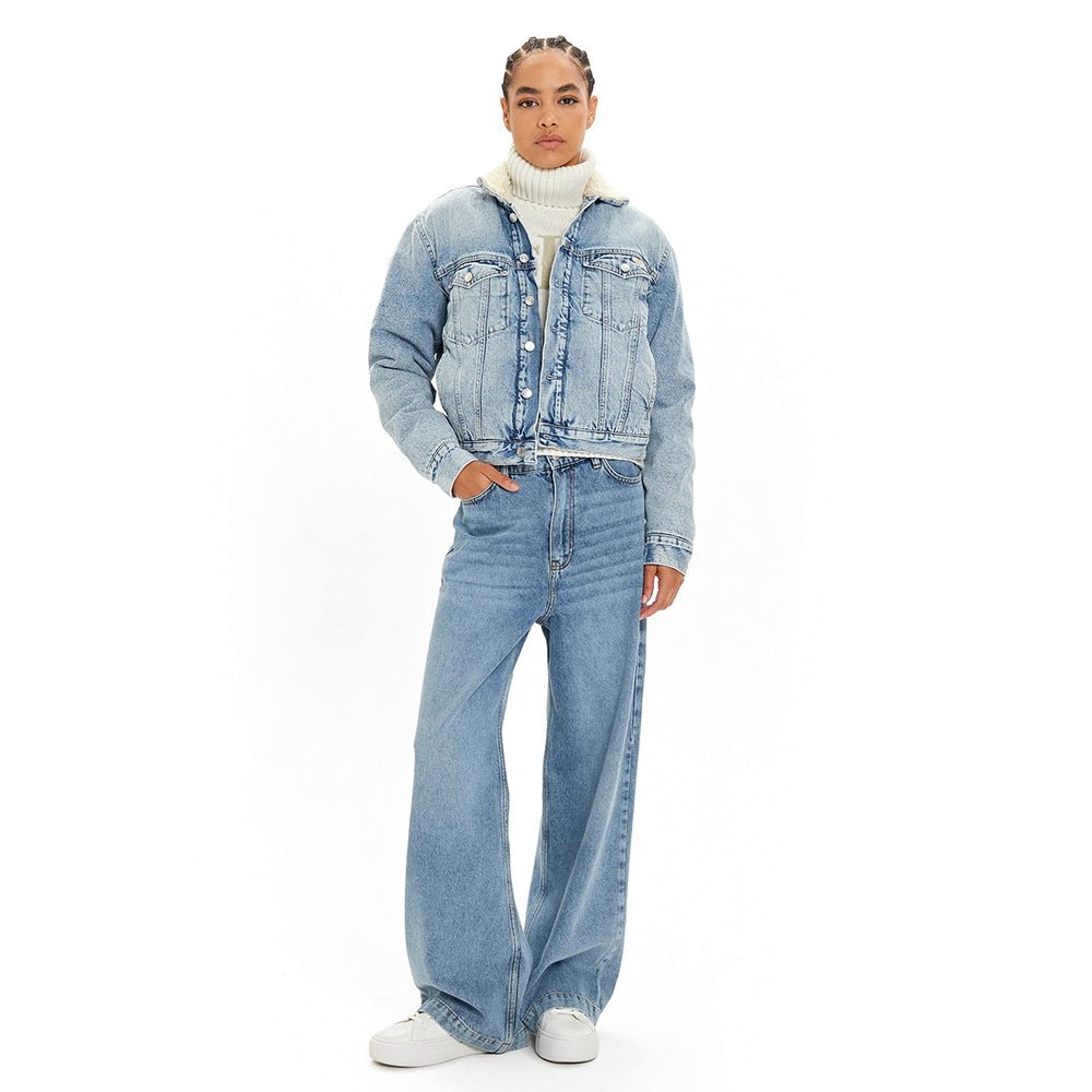 ג'קט ג'ינס קלווין קליין Regular Sherpa Denim נשים