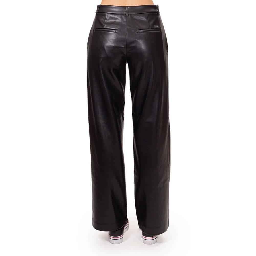 מכנס קלווין קליין Faux Leather Straight נשים