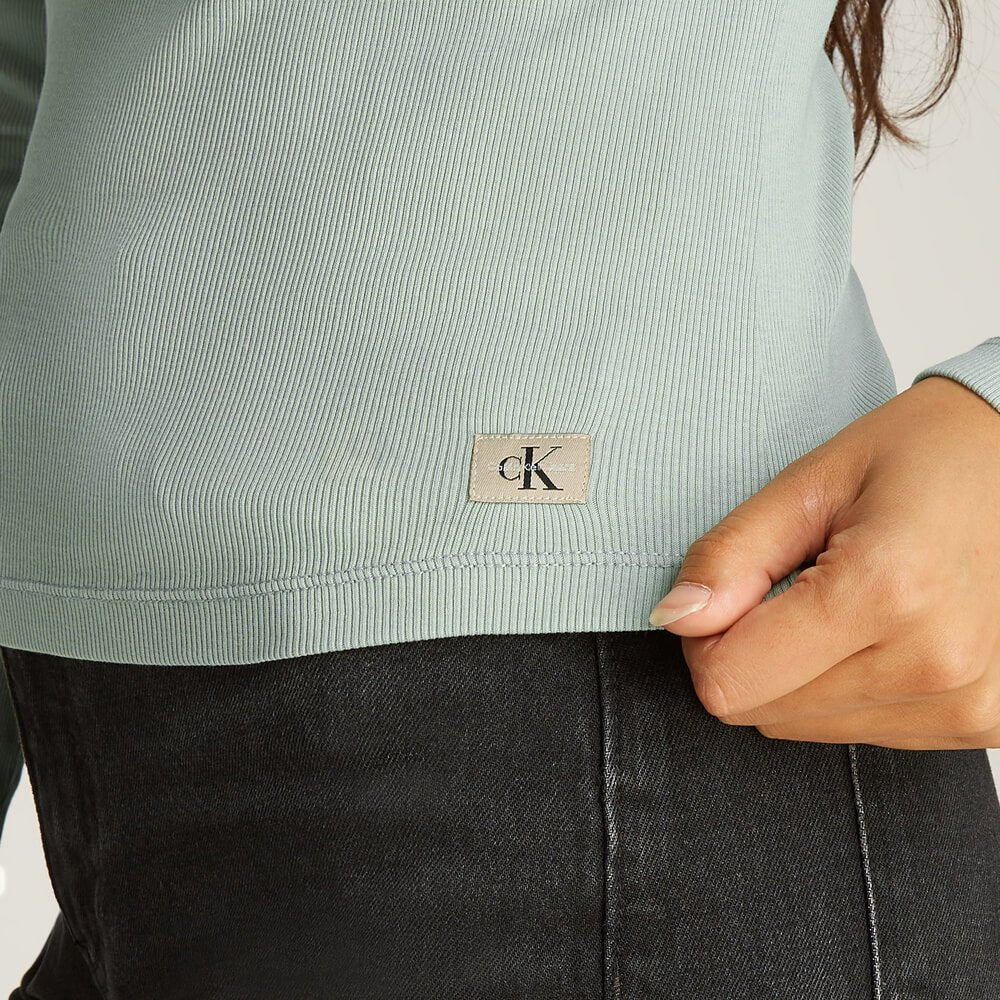 חולצת טישרט קלווין קליין ארוכה Washed Label Rib נשים