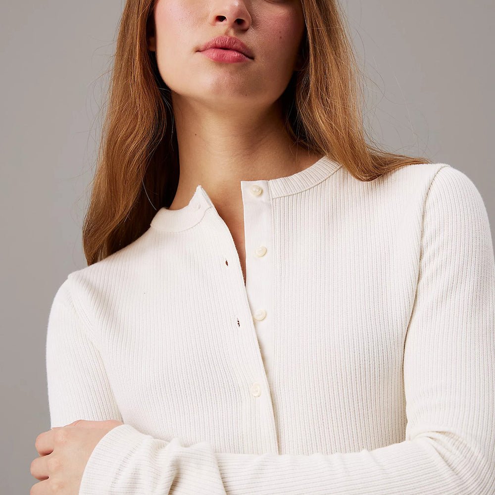 קרדיגן קלווין קליין Slim Ribbed Cotton Cardigan נשים