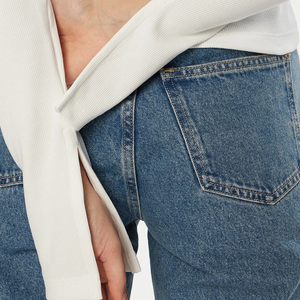 חולצת טישירט ארוכה קלווין קליין Slim Ribbed Cotton Top נשים