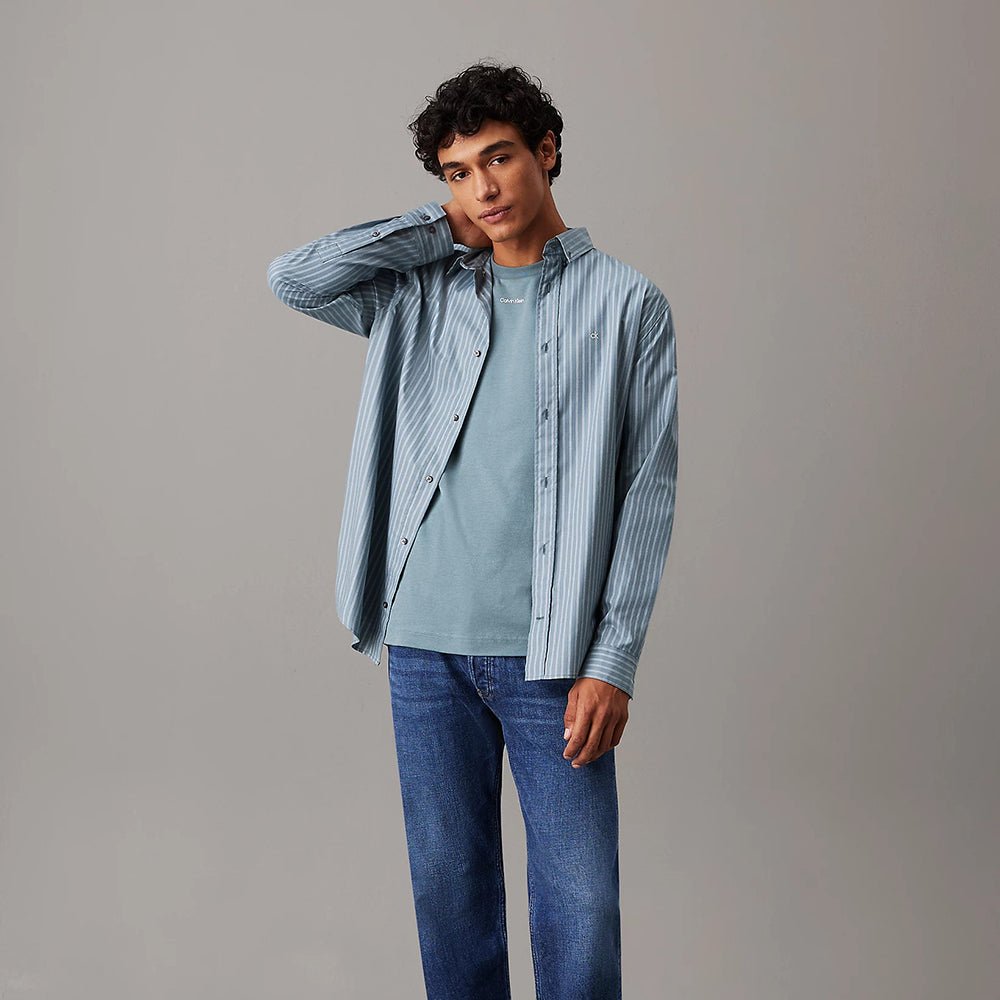 חולצת טישירט קצרה קלווין קליין Nano Logo Interlock גברים